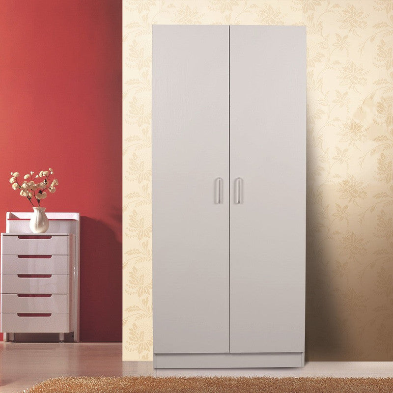 Hana 2-Door White Wardrobe - H191.5 x W80 x D52 (cm)