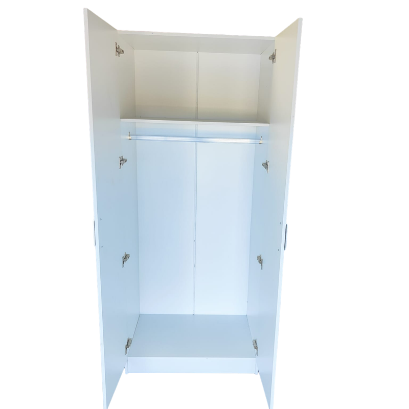 Hana 2-Door White Wardrobe - H191.5 x W80 x D52 (cm)