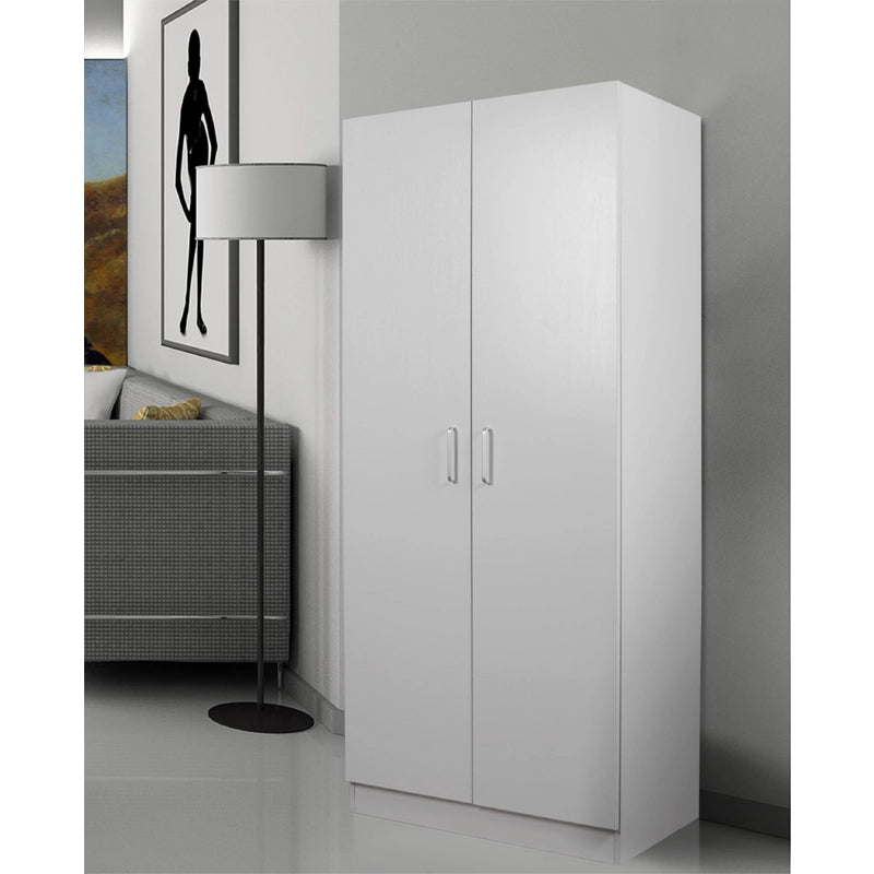 Hana 2-Door White Wardrobe - H191.5 x W80 x D52 (cm)