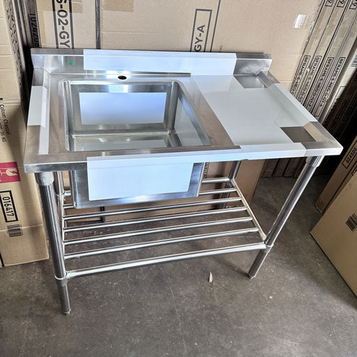 Sink Kitchen Bench Commercial 304 Stainless Steel L100xD60xH90cm