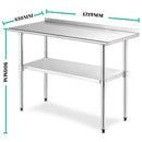 Kitchen Bench (RE) with SPLASHBACK Stainless Steel 91x61/ 122x61/ 152x61 (cm)
