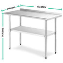Kitchen Bench (RE) with SPLASHBACK Stainless Steel 91x61/ 122x61/ 152x61 (cm)