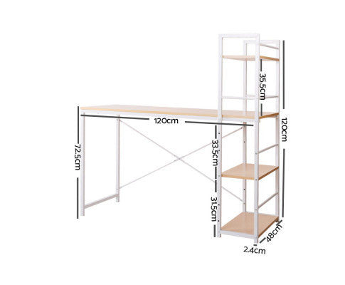 MET Study Desk with Shelves H120xW52xL120 (cm)