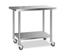 Stainless Steel Kitchen Bench Work Bench Food Prep Table with Wheels 61x61/122x61/ 152x61/183x61 (cm)