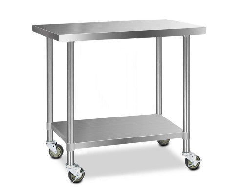 Stainless Steel Kitchen Bench Work Bench Food Prep Table with Wheels 61x61/122x61/ 152x61/183x61 (cm)