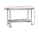 Stainless Steel Kitchen Bench Work Bench Food Prep Table with Wheels 61x61/122x61/ 152x61/183x61 (cm)