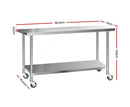 Stainless Steel Kitchen Bench Work Bench Food Prep Table with Wheels 61x61/122x61/ 152x61/183x61 (cm)